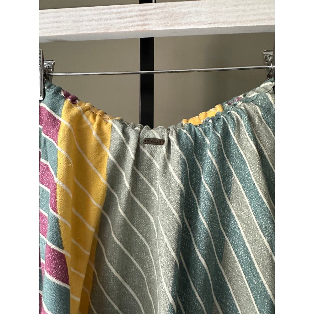 O'Neill Koi Sage Green Multi Striped Strapless Midi Dress Size Small - Picture 5 of 6